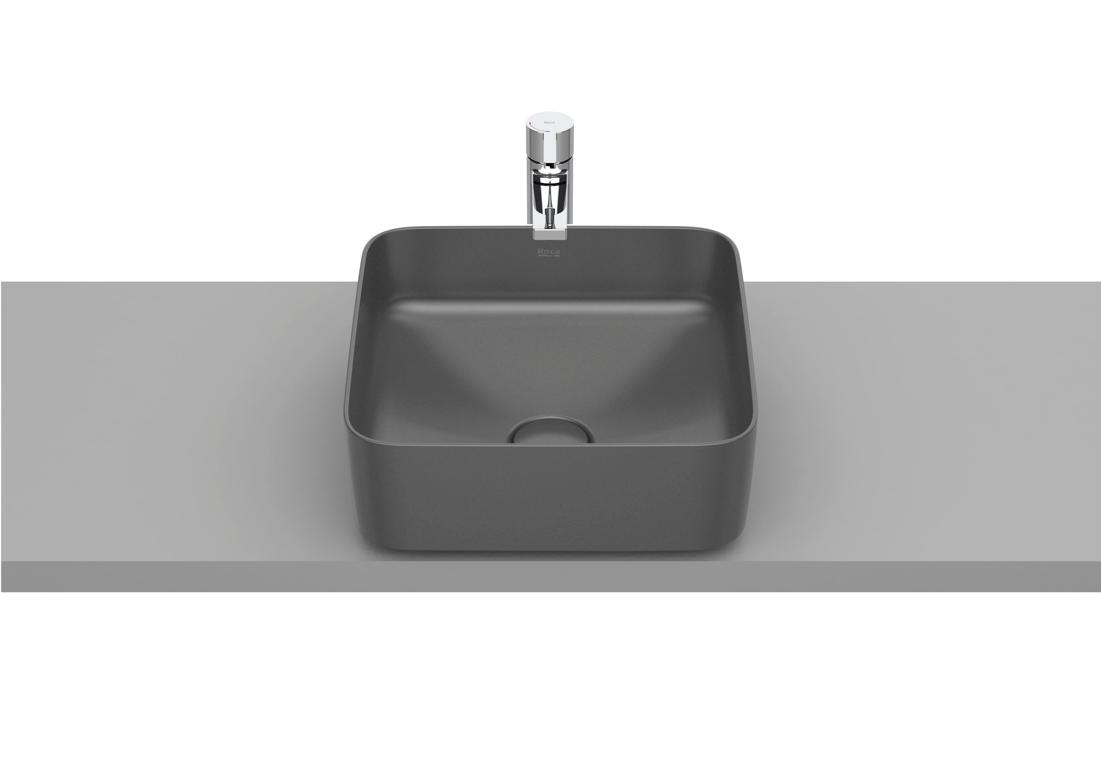 Roca Inspira SQUARE – Умивалник върху плот 37×37×14см White бял FINECERAMIC® A327532000