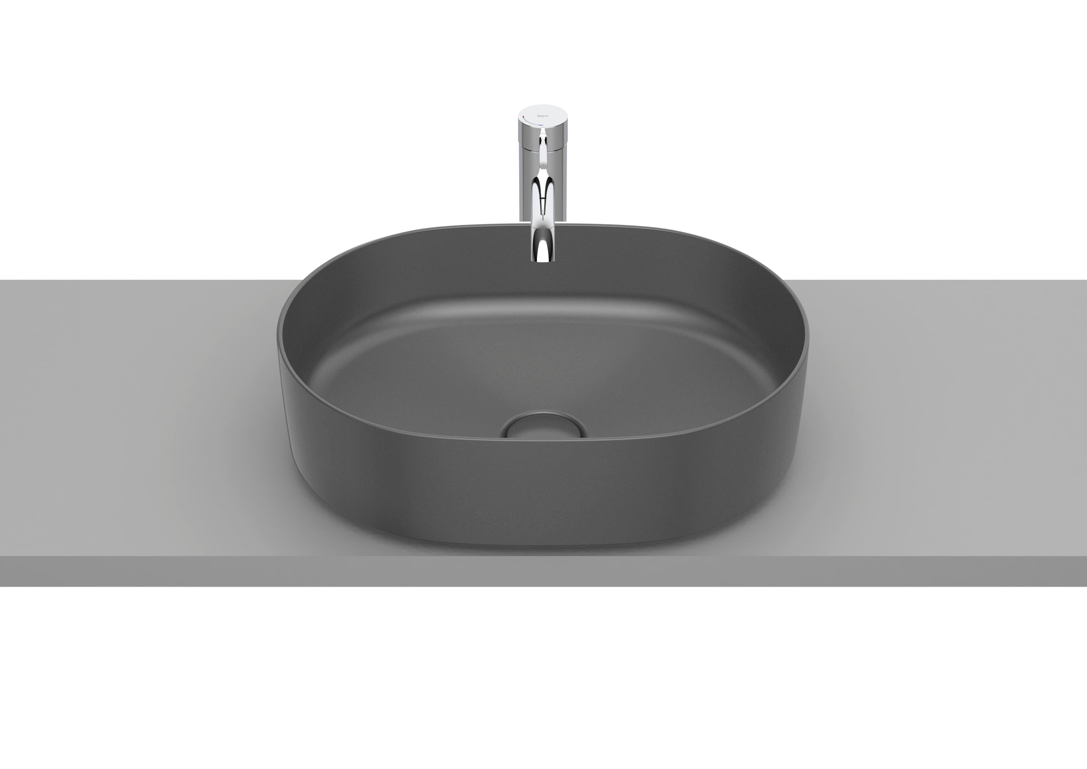 Roca Inspira ROUND – Овален умивалник върху плот 50×37×14см White бял FINECERAMIC® A327520000