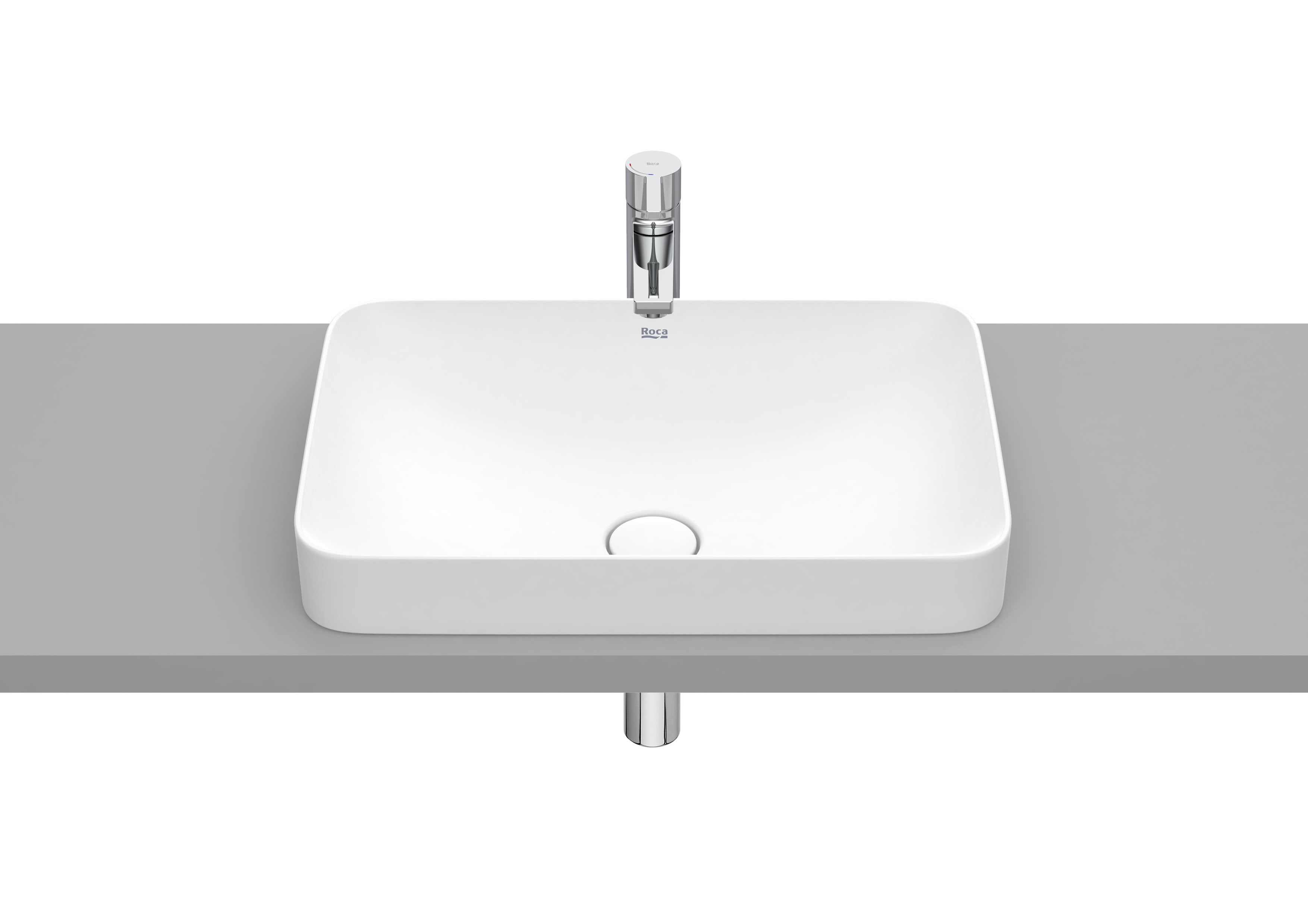 Roca Inspira SQUARE – Умивалник за вграждане в плот 55×37×7.5см White бял FINECERAMIC® A327534000