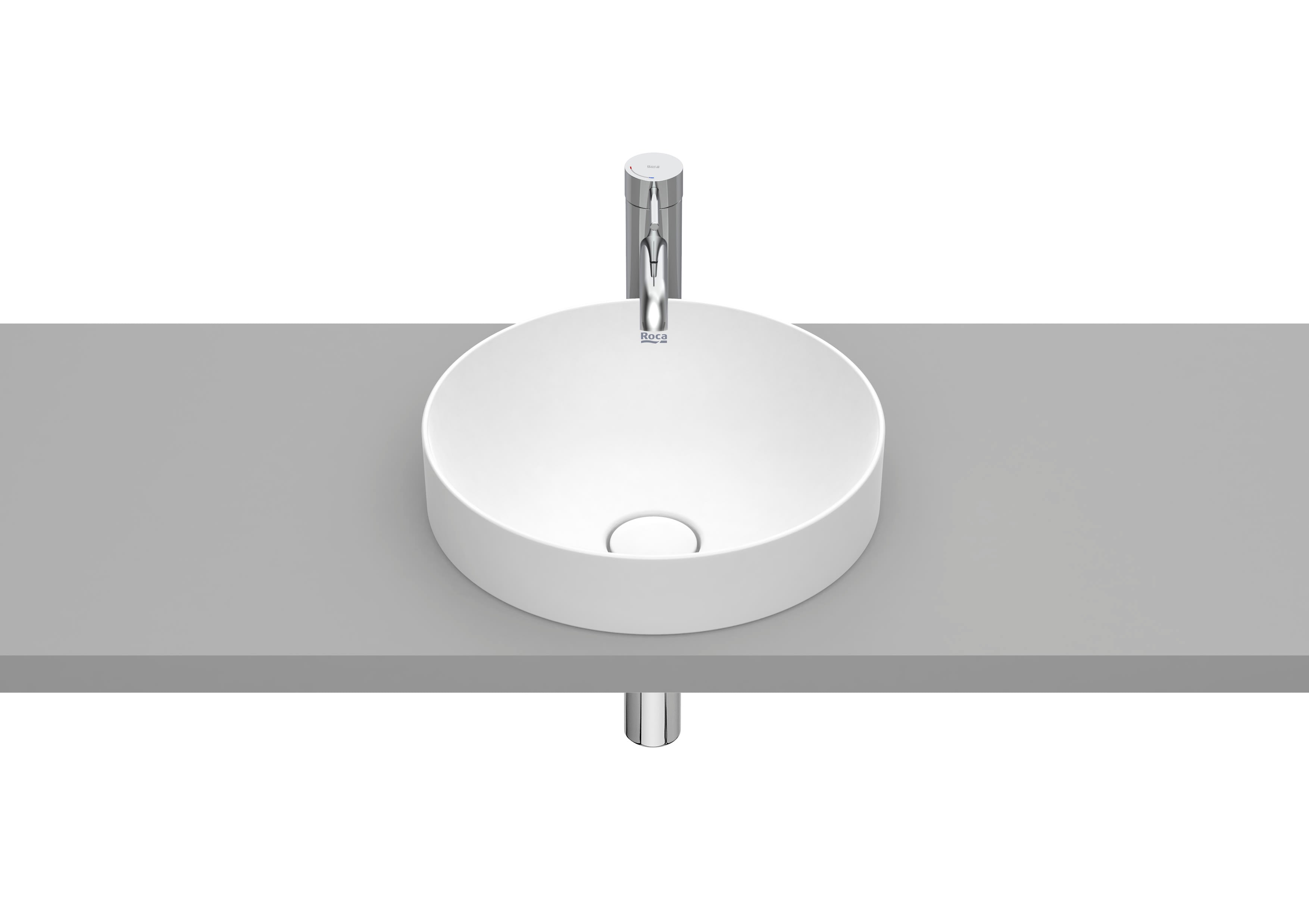 Roca Inspira ROUND – Умивалник за вграждане в плот 37×37×7.5см White бял FINECERAMIC® A32752R000