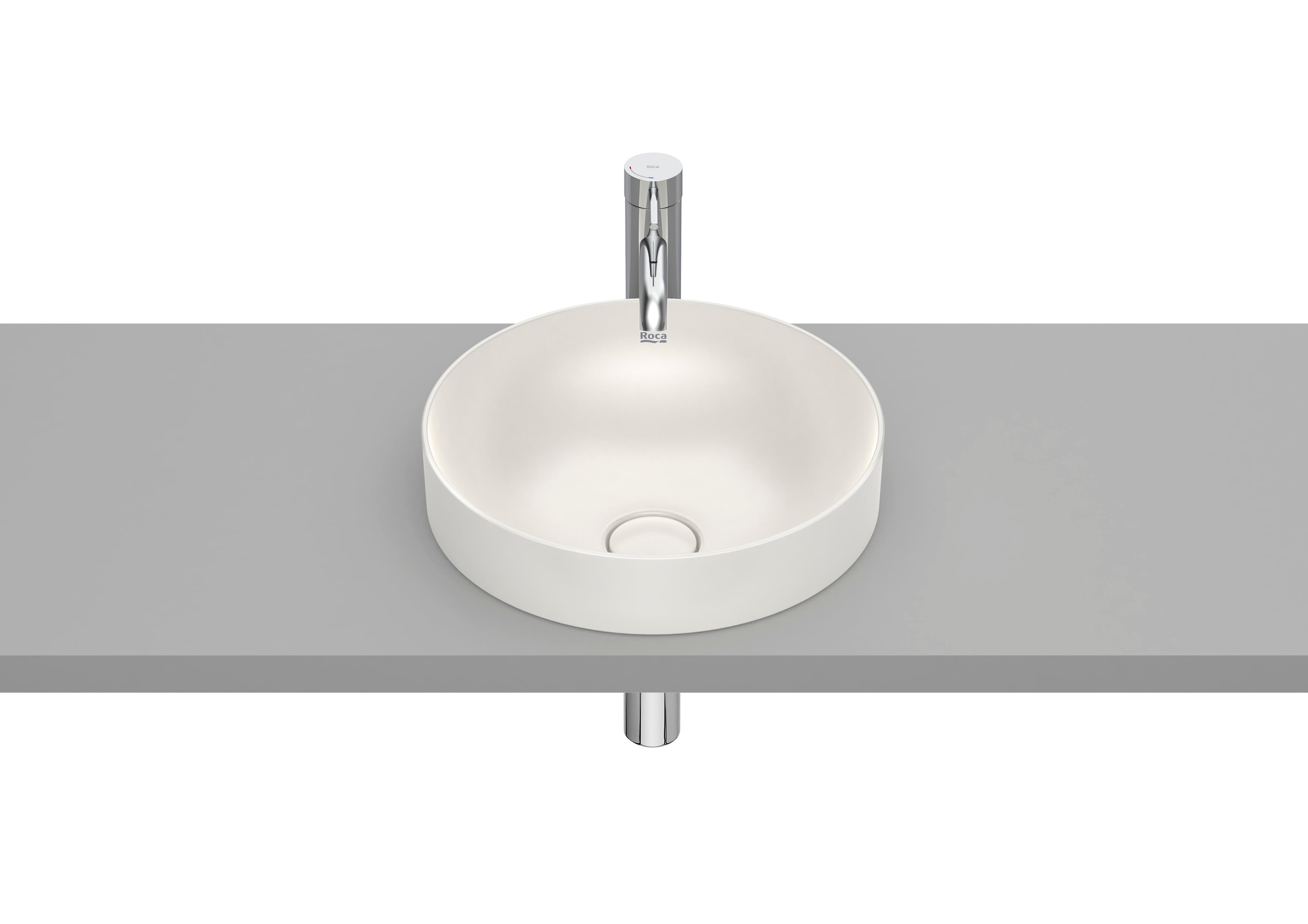 Roca Inspira ROUND – Умивалник за вграждане в плот 37×37×7.5см White бял FINECERAMIC® A32752R000