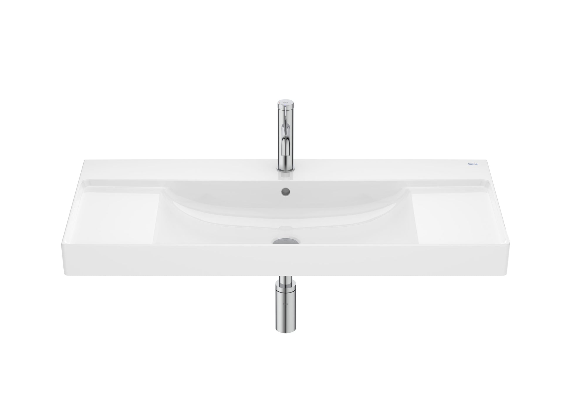 Roca Ona Умивалник за Стенен Монтаж FINECERAMIC® Rectangular Интегриран Плот Glossy White A32768A000 - Stonea.BG