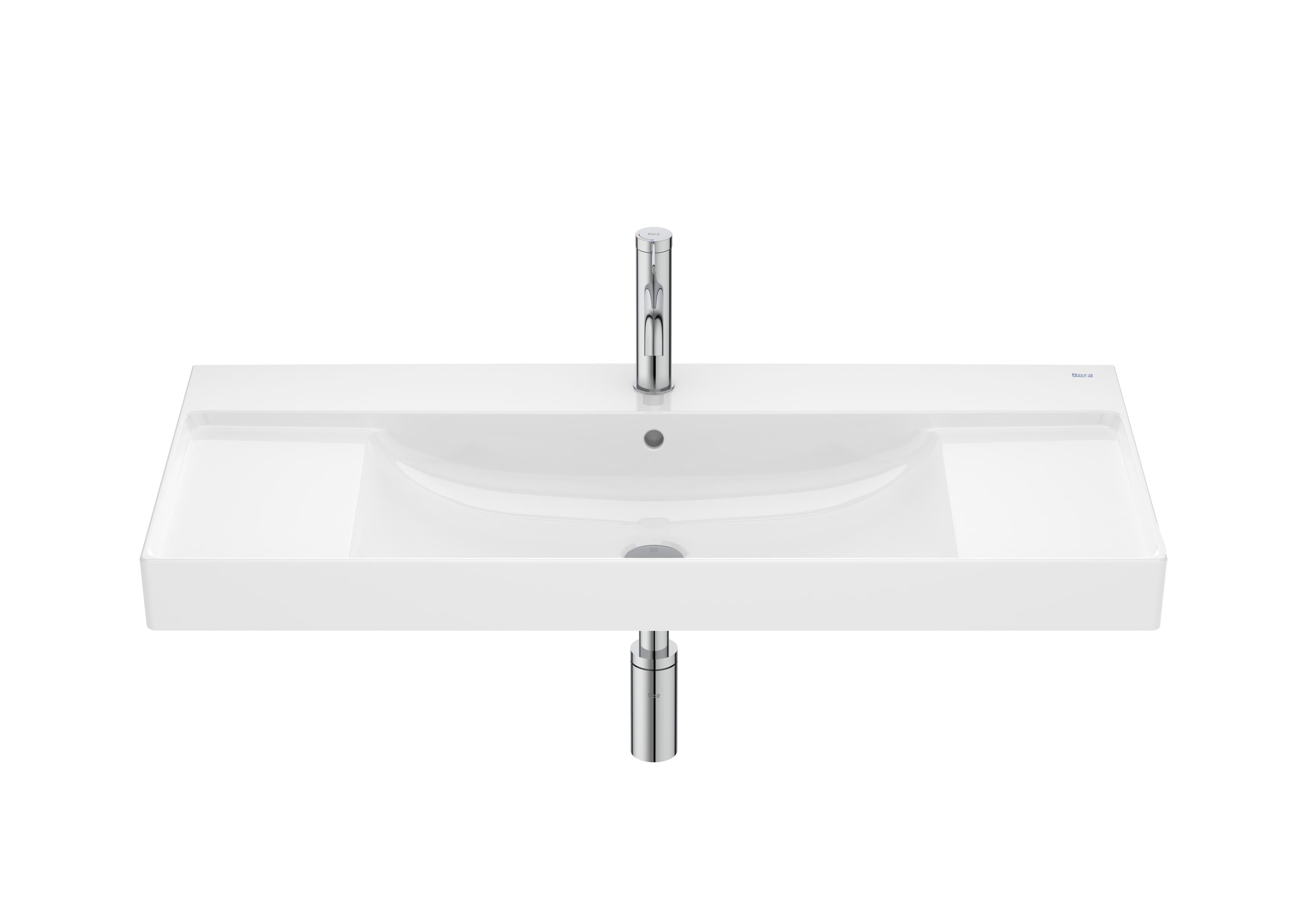 Roca Ona Умивалник за Стенен Монтаж FINECERAMIC® Rectangular Интегриран Плот Glossy White A32768A000 - Stonea.BG