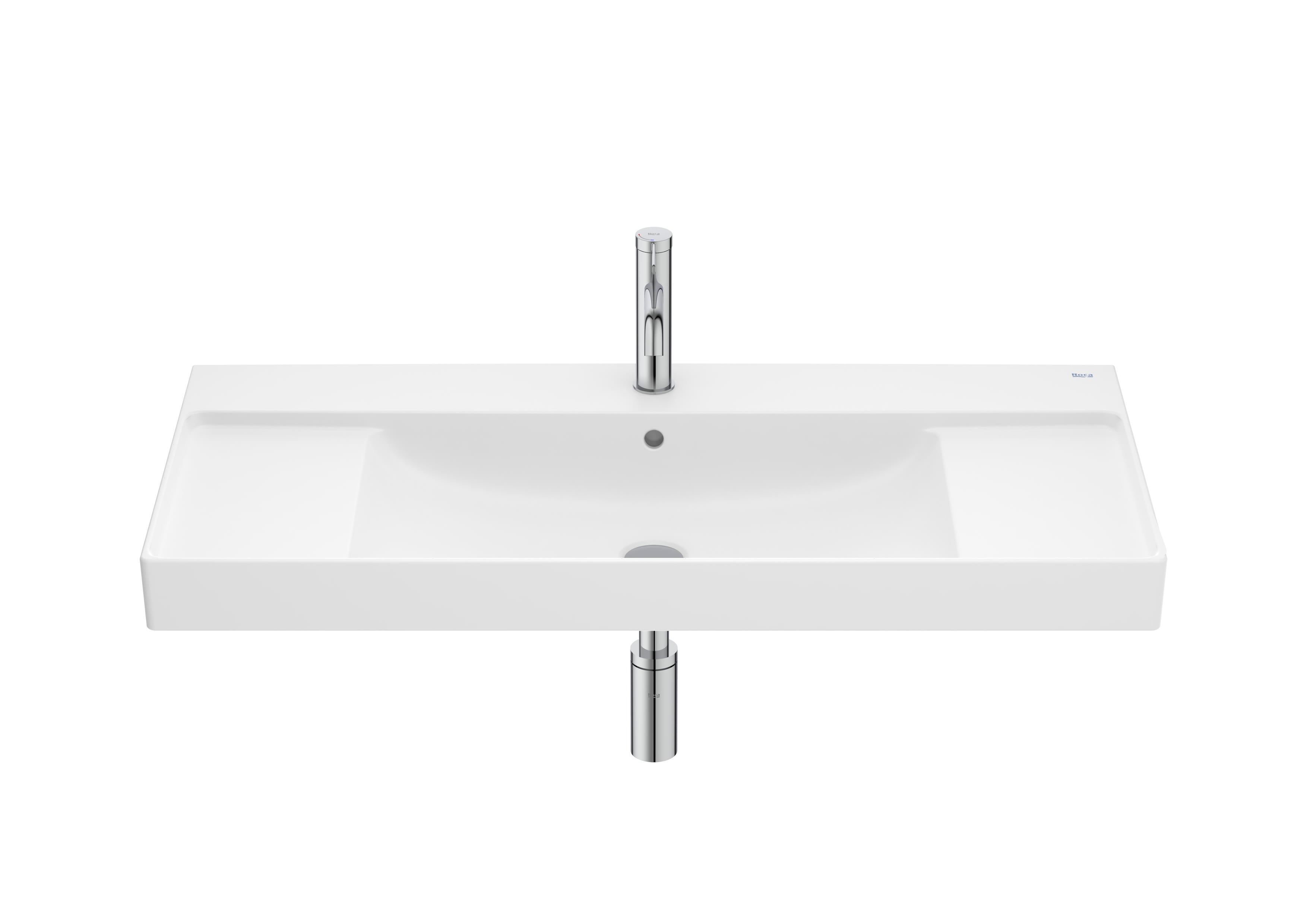 Roca Ona Умивалник за Стенен Монтаж FINECERAMIC® Rectangular Интегриран Плот Glossy White A32768A000 - Stonea.BG