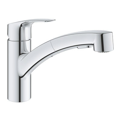 GROHE Eurosmart Кухненски Смесител Нисък Чучур Издърпващ Се Аератор Chrome 30305001
