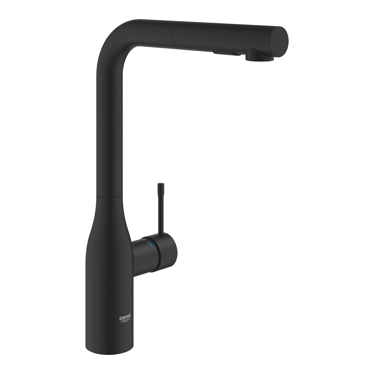 GROHE Essence Кухненски Смесител L-чучур Издърпващ Двоен Душ-Спрей Matte Black 30504KF0 - Stonea.BG
