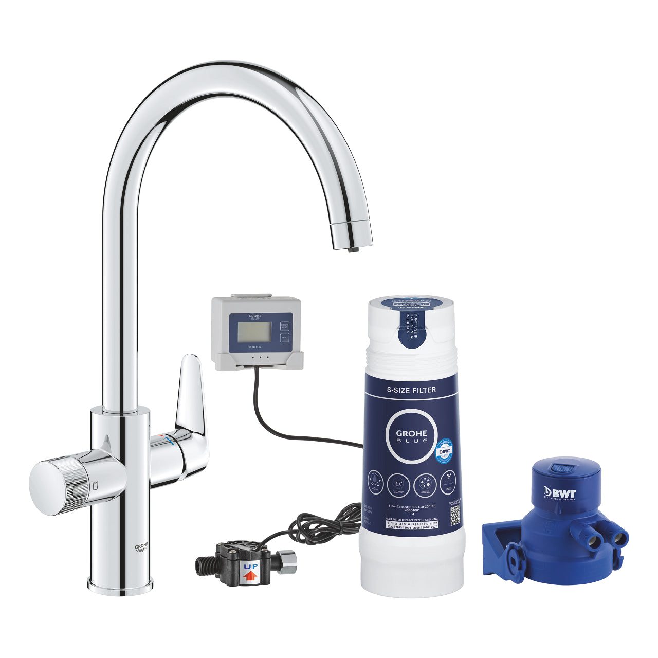 GROHE Blue Pure BauCurve Кухненски Смесител за Филтрирана Вода L-чучур Завърта 150° Chrome 30581000 - Stonea.BG