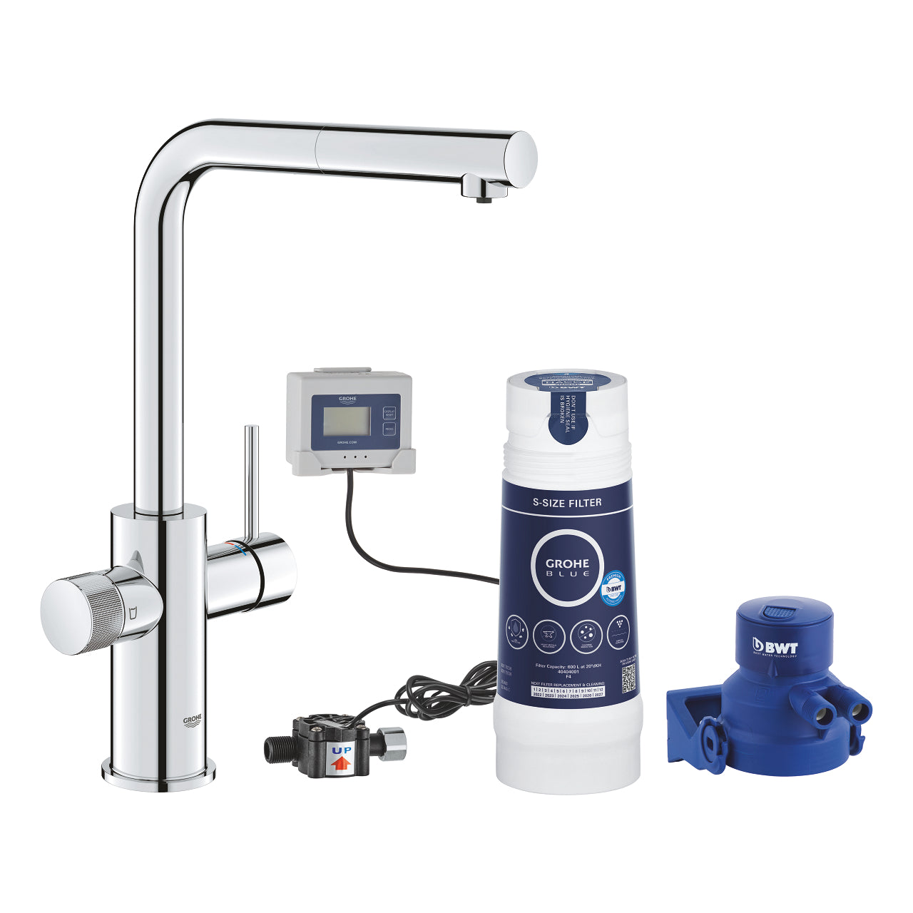 GROHE Blue Pure Minta Кухненски Смесител за Филтрирана Вода Изтеглящ Чучур Завърта 360° Chrome 30591000 - Stonea.BG