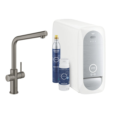 GROHE Blue Home Кухненски Смесител L-чучур Филтрирана Газирана Вода Brushed Hard Graphite 31454AL1