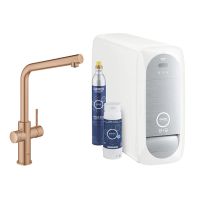 GROHE Blue Home Кухненски Смесител L-чучур Филтрирана Газирана Вода Brushed Warm Sunset 31454DL1