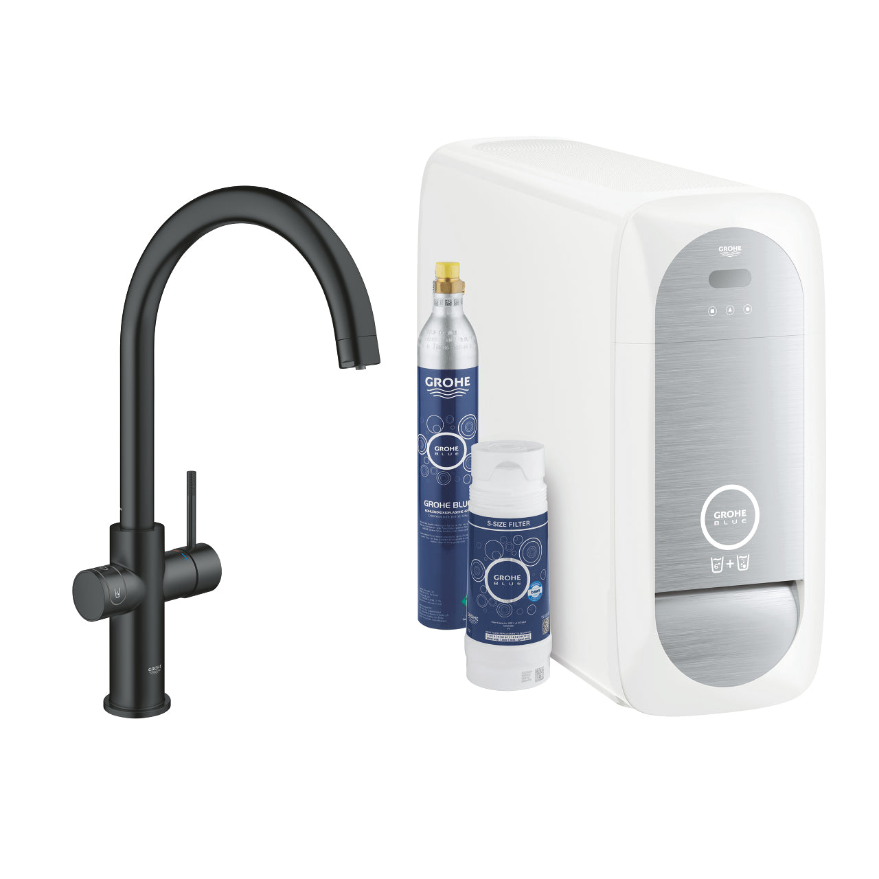 GROHE Blue Home Кухненски Смесител С-чучур Matte Black 31455KS1 - Stonea.BG