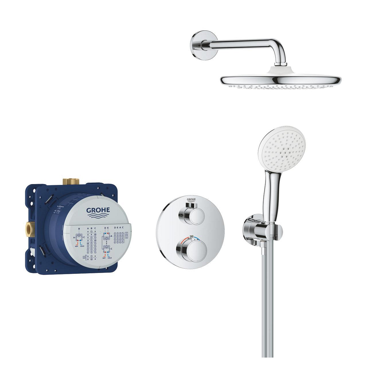 GROHE Grohtherm + Tempesta 250 Комплект вграждане 34 872 000 - Stonea.BG