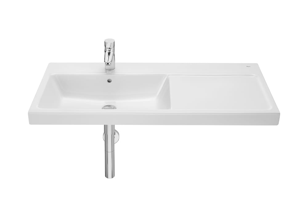 Roca The Gap Асиметричен умивалник с интегриран плот стенен 100×46см White A3270MB000