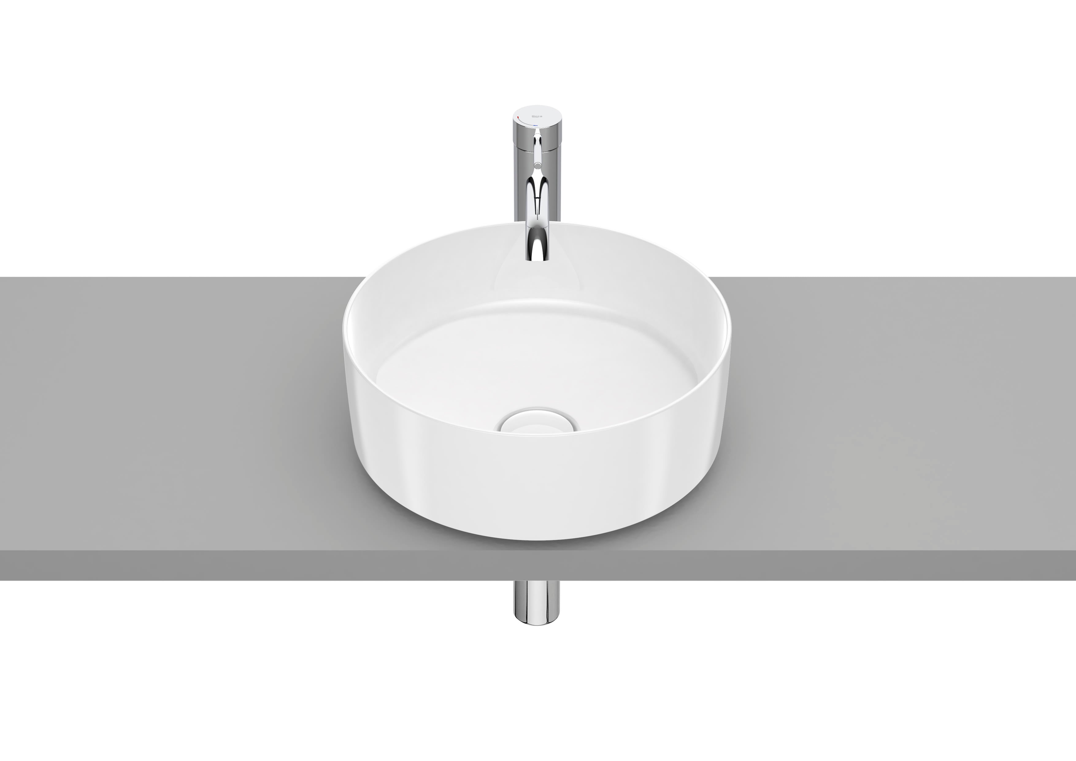 Roca Inspira ROUND – Овален умивалник върху плот 37×37×14см White бял FINECERAMIC® A327523000