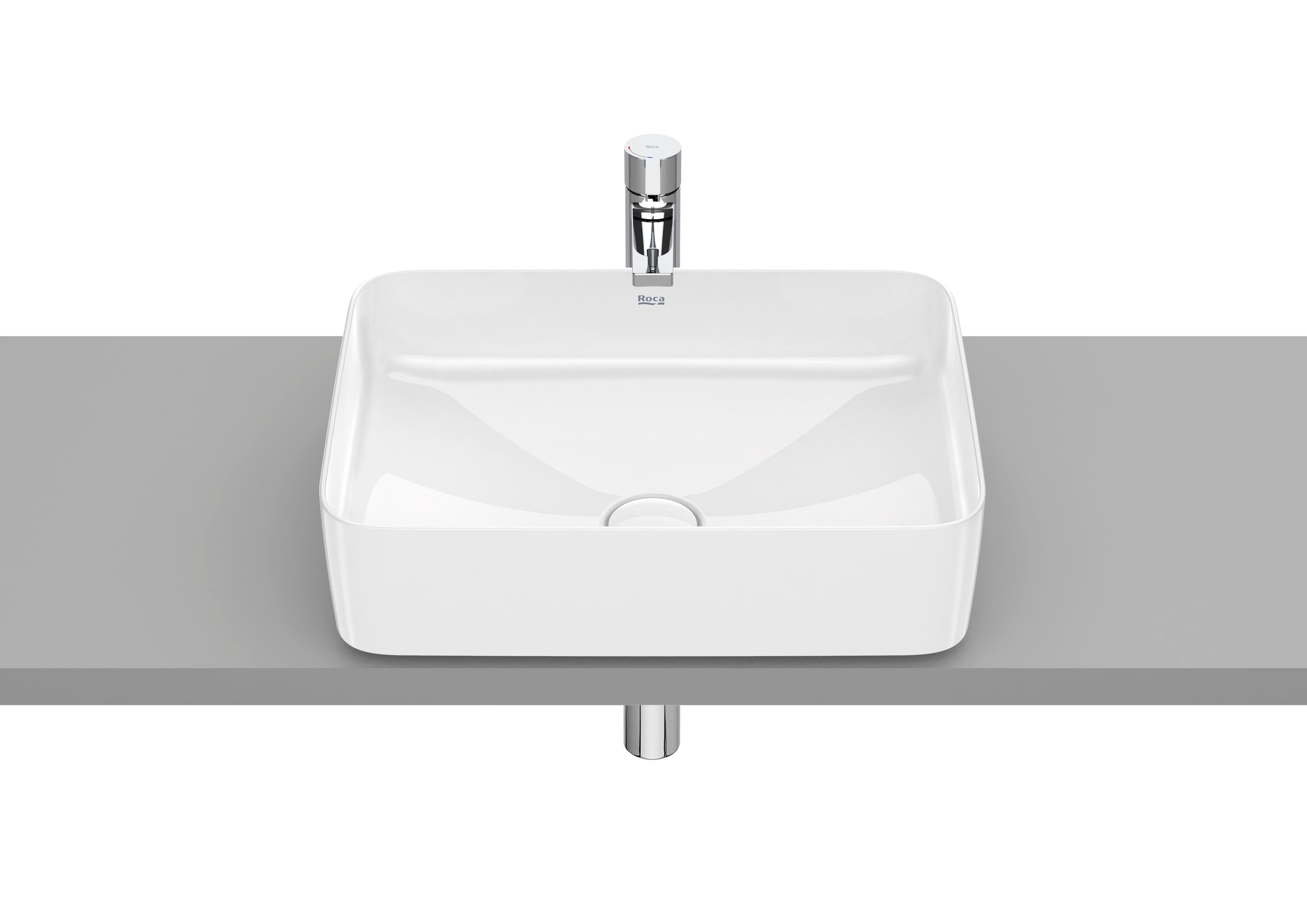 Roca Inspira SQUARE – Умивалник върху плот 50×37×14см White бял FINECERAMIC® A327530000