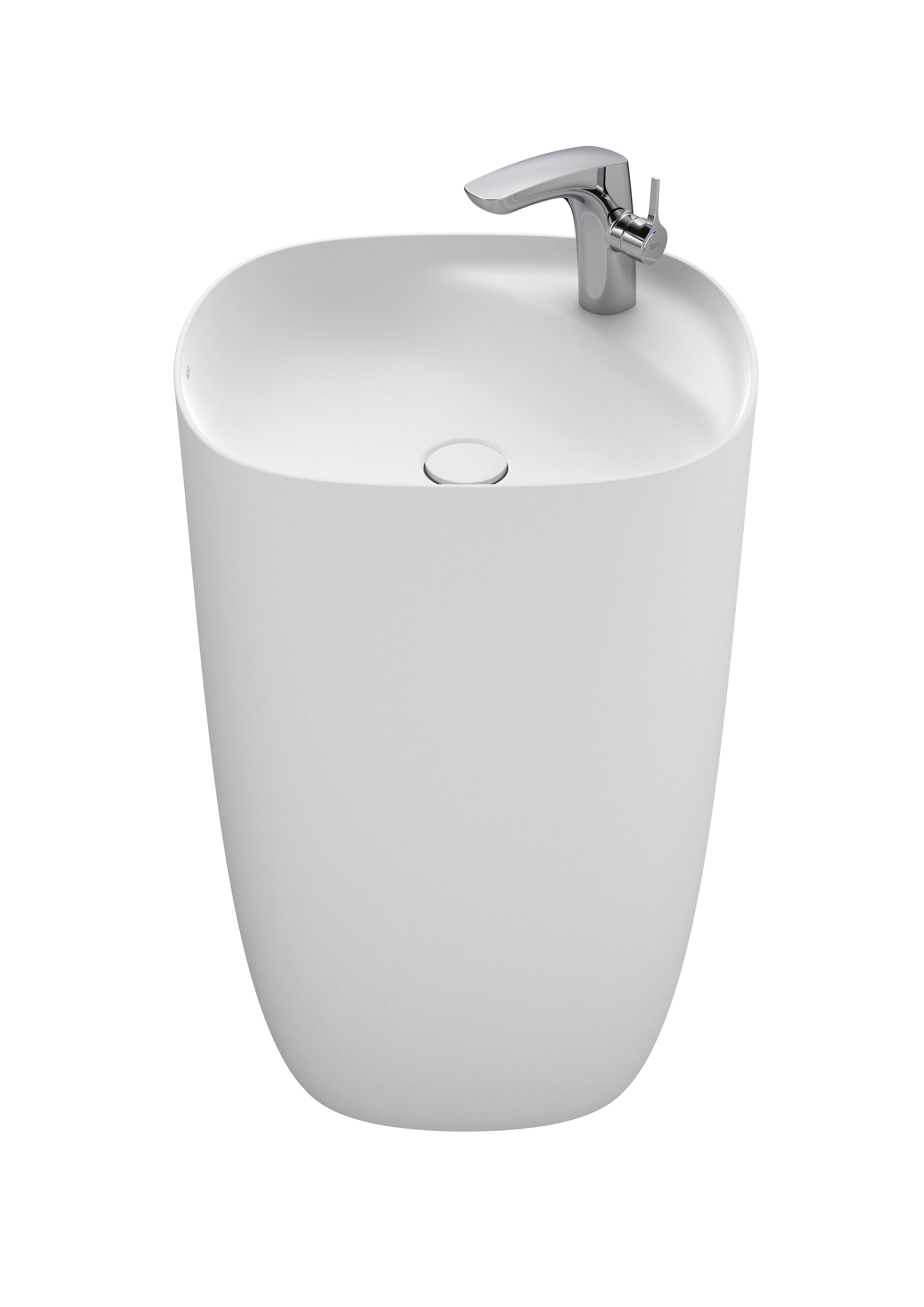Roca Beyond – Totem Умивалник стоящ 50×45×88см White бял FINECERAMIC® интегриран плот дясно A3270B0000