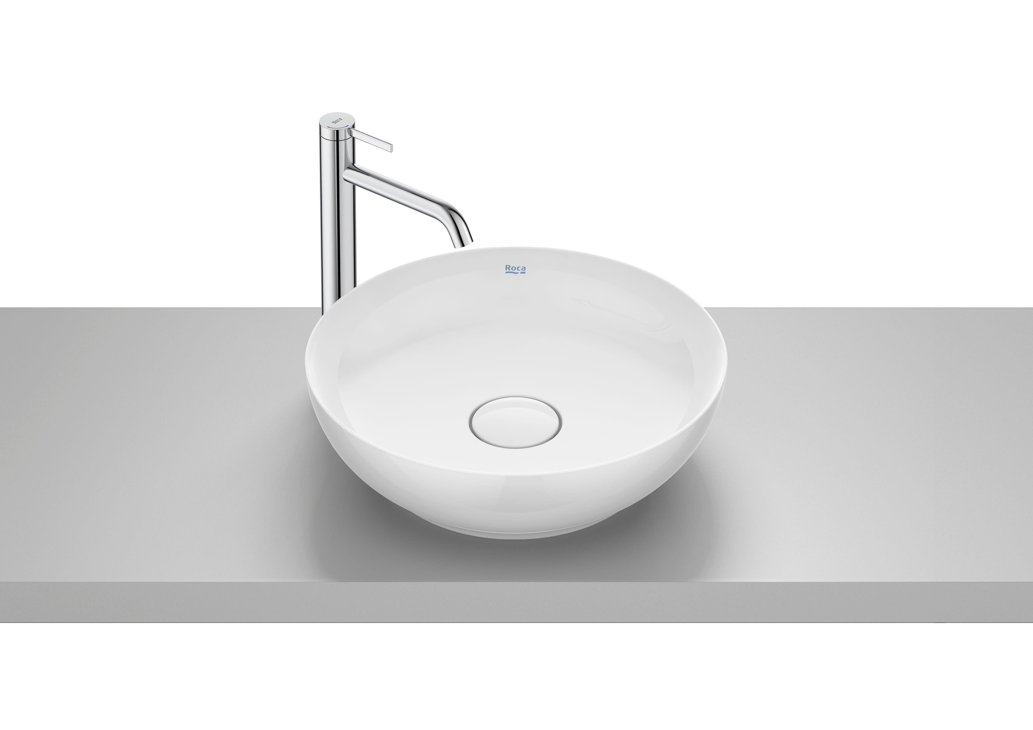 Roca Bol – Овален умивалник върху плот 42.5×42.5×13см White бял FINECERAMIC® A32787M000