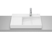 Roca Horizon – Асиметричен десен умивалник върху плот 60×42×8см White бял интегриран плот A32727400B