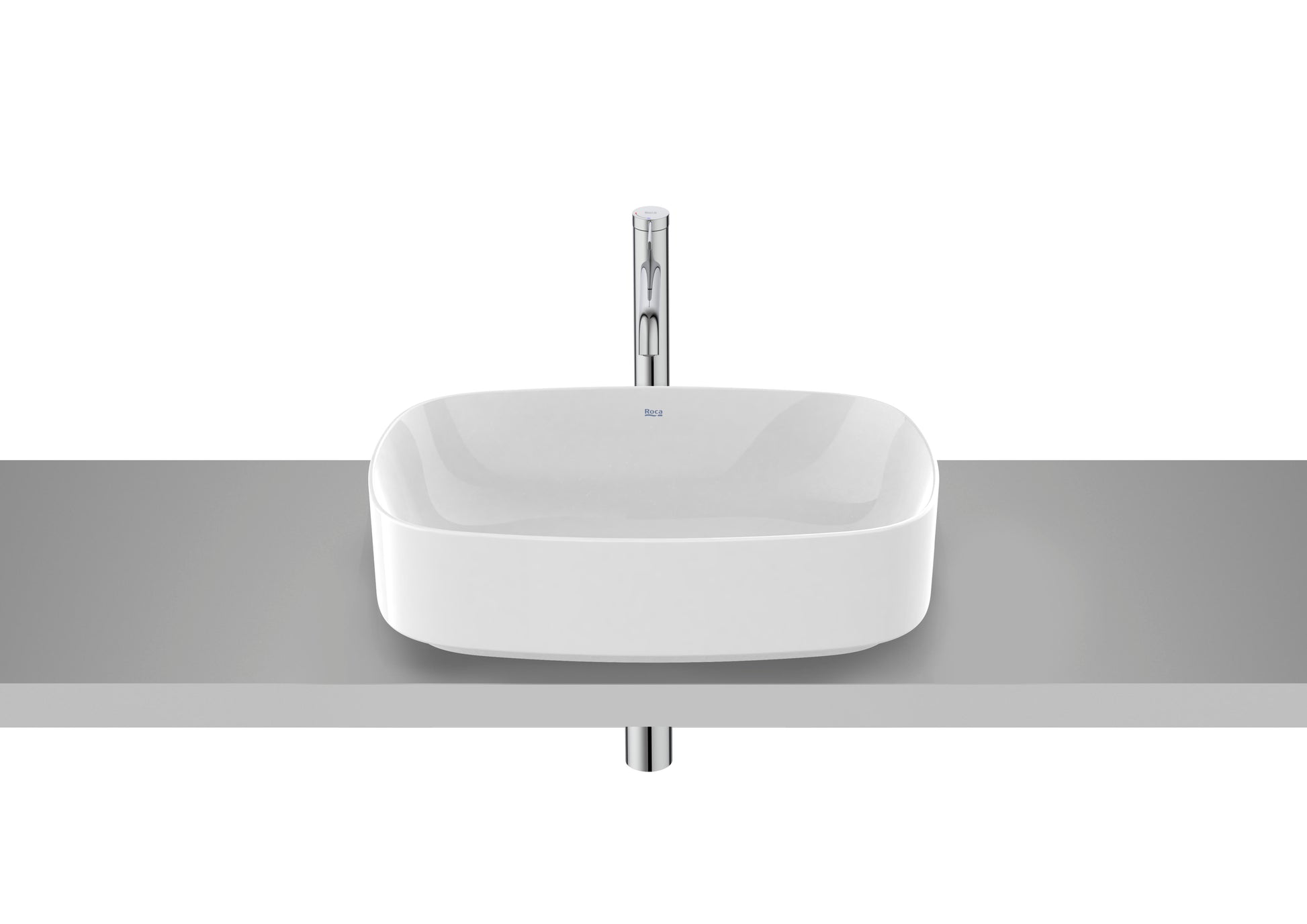 Roca Ona Умивалник върху Плот FINECERAMIC® Soft Glossy White A3275L0000 - Stonea.BG