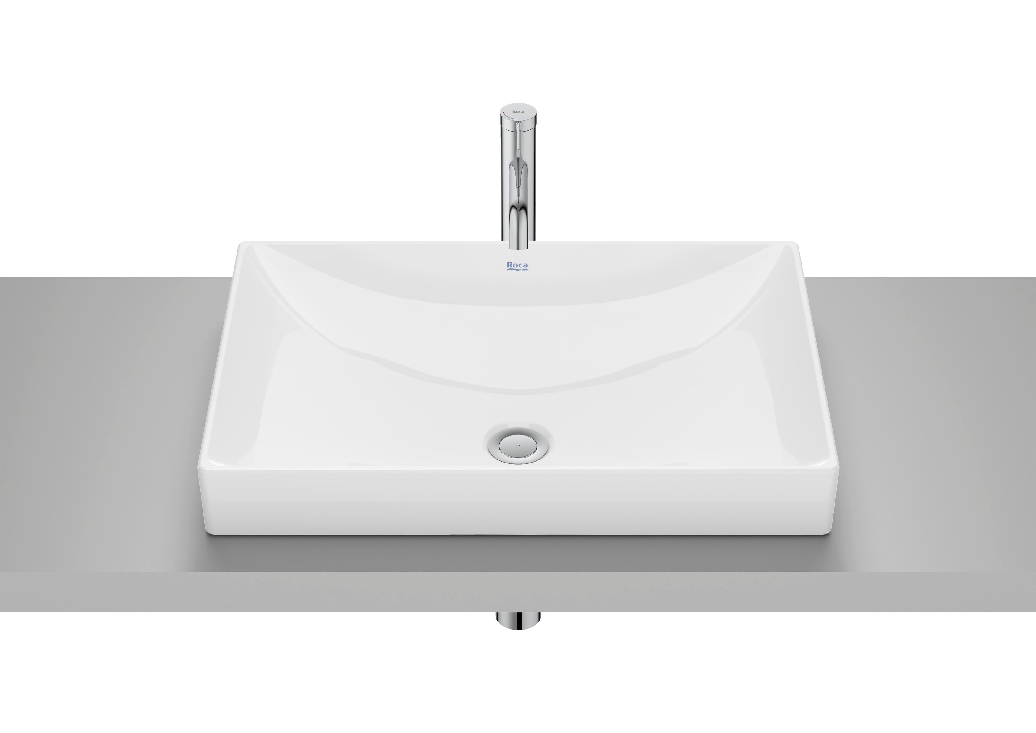 Roca ONA – Умивалник за вграждане в плот 60×40×8см Glossy White бял гланц FINECERAMIC® A32768M000