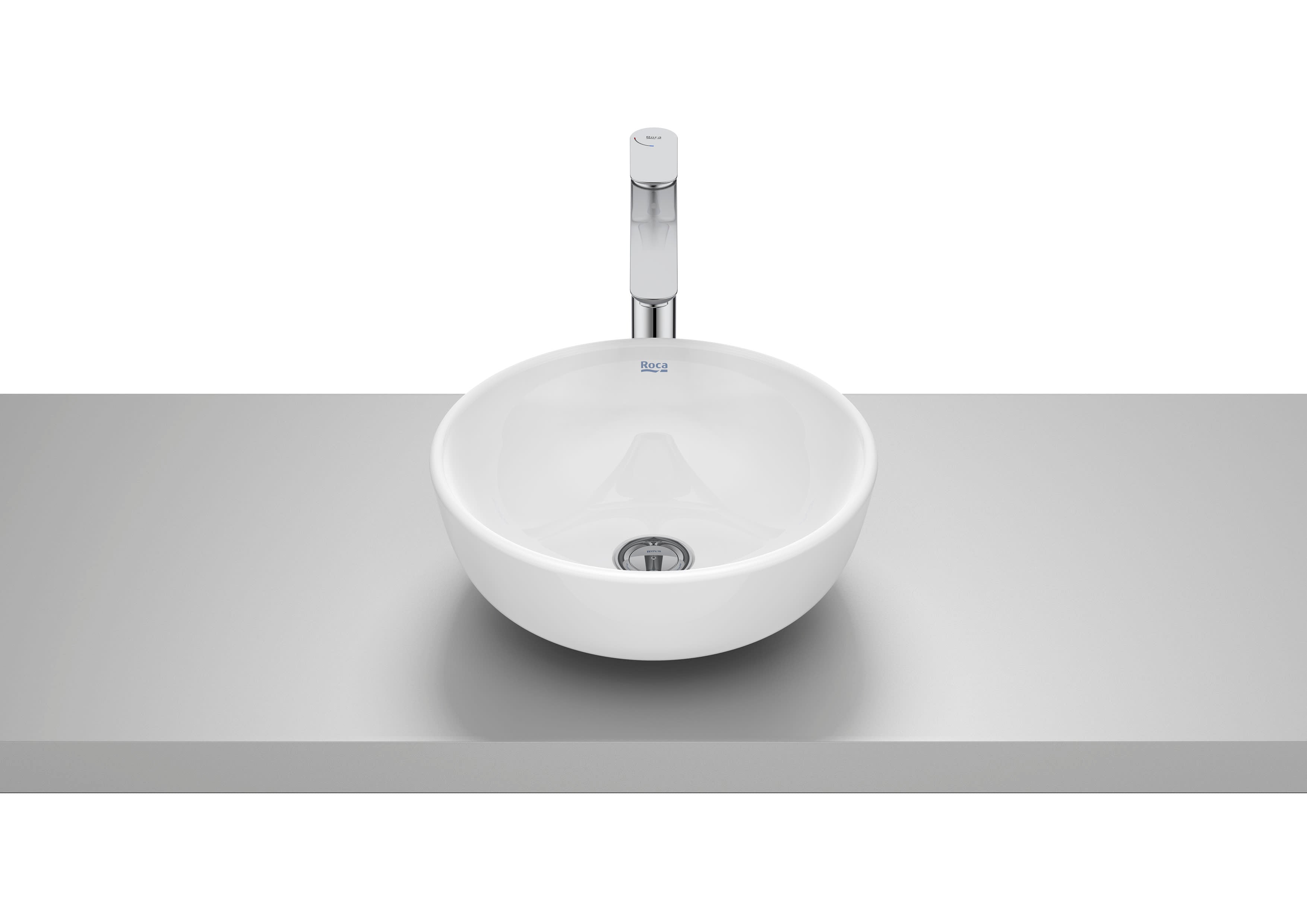 Roca Optica – Овален умивалник върху плот 35×35×13см White бял без отвор A327C12000