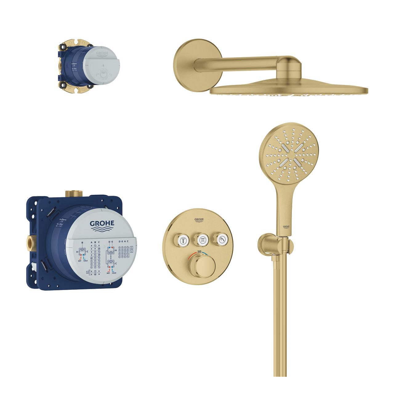 GROHE Grohtherm SmartControl Комплект Вградена Душ Система Rainshower SmartActive 310 Brushed Cool Sunrise 34863GN0 - Stonea.BG