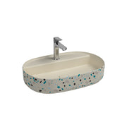 Isvea INFINITY Мивка върху плот Елипса 60×40×12см с отвор за смесител Ivory Terrazzo беж мат Терацо 10NF65060-2К