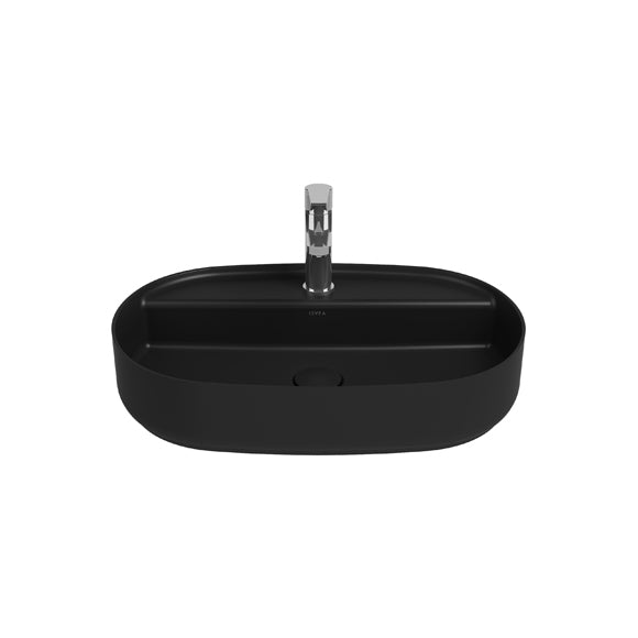 Isvea INFINITY Мивка върху плот Елипса 60×40×12см с отвор за смесител Black черен мат 10NF65060-2N