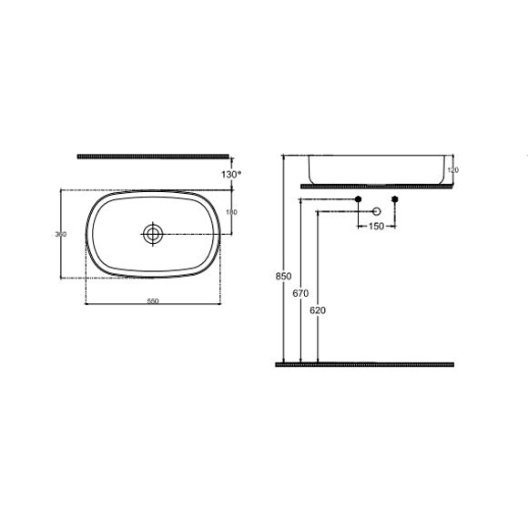 Isvea INFINITY Мивка върху плот Елипса 55×36×12см White Matt бял мат 10NF65055-2L