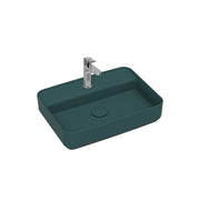 Isvea INFINITY Мивка върху плот Правоъгълна 55×40×12см с отвор за смесител Petrol Green петролно зелено мат 10NF66055-2P
